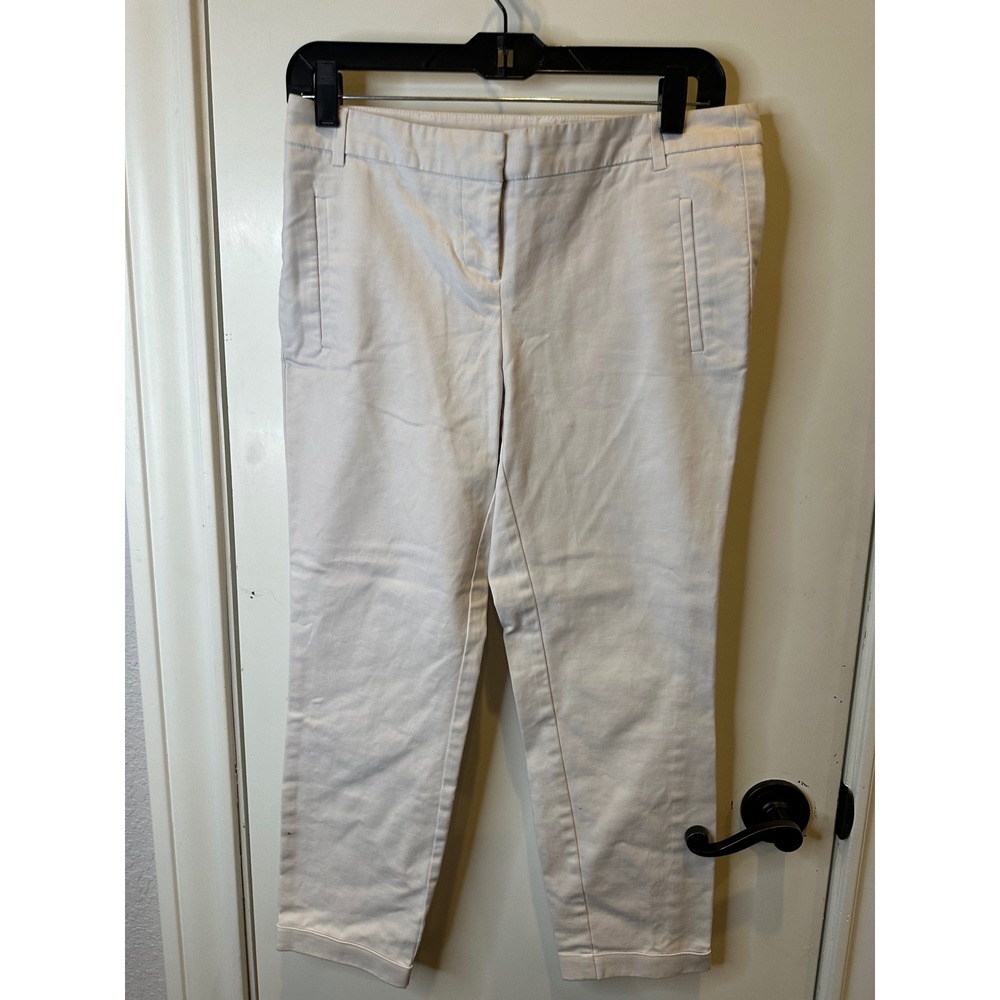 Dalia Collection Womens Off White Ankle Trousers Size 4 Flat Front Dress Pants